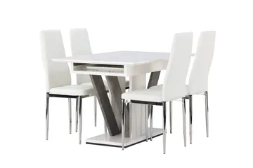 Rektangulär matgrupp Venture Home Vit Vit 4st - Møbler - Borde - Spisebordssæt