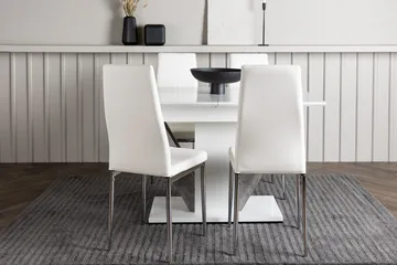 Rektangulär matgrupp Venture Home Vit Vit 4st - Møbler - Borde - Spisebordssæt