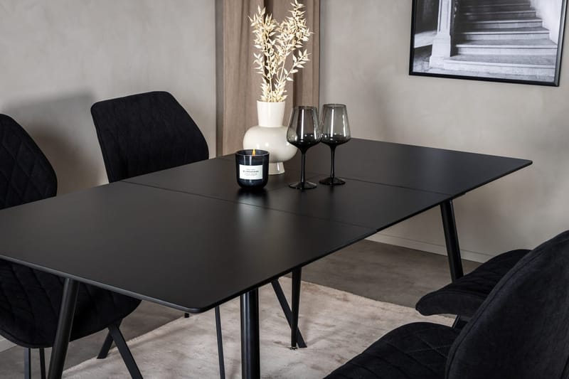 Rektangulær spisegruppe Venture Home Silar, Gemma - sort - Møbler - Borde - Spisebordssæt