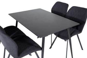 Rektangulær spisegruppe Venture Home Silar, Gemma - sort - Møbler - Borde - Spisebordssæt
