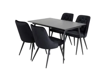 Rektangulær spisegruppe Venture Home Silar, Velvet Deluxe - sort - Møbler - Borde - Spisebordssæt