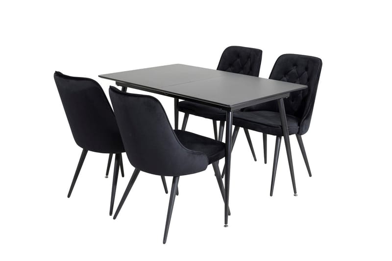 Rektangulær spisegruppe Venture Home Silar, Velvet Deluxe - sort - Møbler - Borde - Spisebordssæt