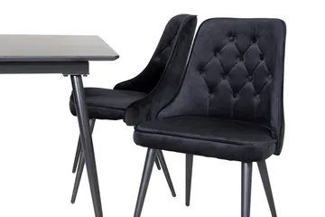 Rektangulær spisegruppe Venture Home Silar, Velvet Deluxe - sort - Møbler - Borde - Spisebordssæt