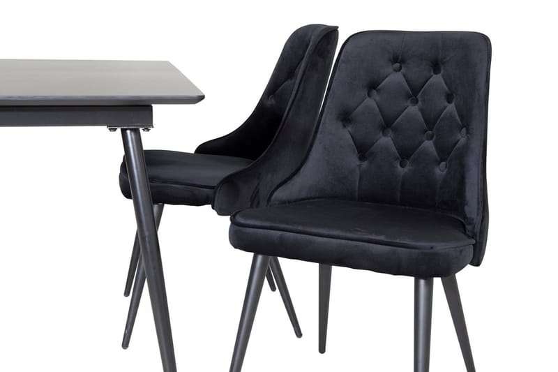 Rektangulær spisegruppe Venture Home Silar, Velvet Deluxe - sort - Møbler - Borde - Spisebordssæt