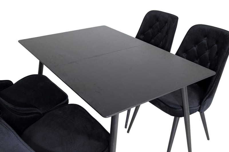 Rektangulær spisegruppe Venture Home Silar, Velvet Deluxe - sort - Møbler - Borde - Spisebordssæt
