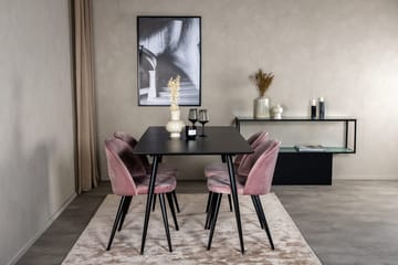 Rektangulær spisegruppe Venture Home Silar, Velvet - gammelrosa - Møbler - Borde - Spisebordssæt