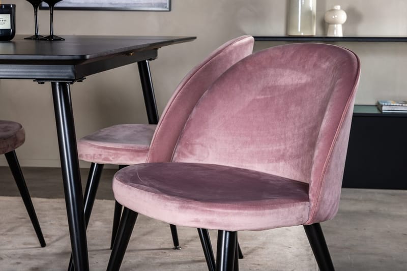Rektangulær spisegruppe Venture Home Silar, Velvet - gammelrosa - Møbler - Borde - Spisebordssæt