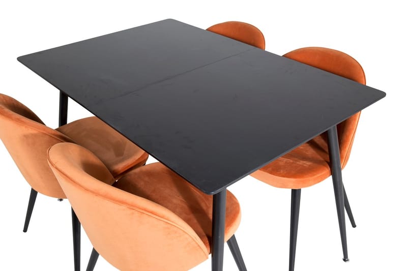 Rektangulær spisegruppe Venture Home Silar, Velvet - rusten orange - Møbler - Borde - Spisebordssæt