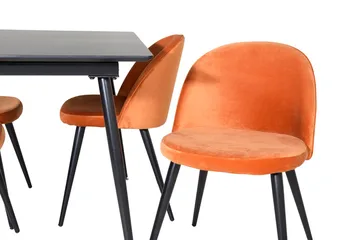 Rektangulær spisegruppe Venture Home Silar, Velvet - rusten orange - Møbler - Borde - Spisebordssæt