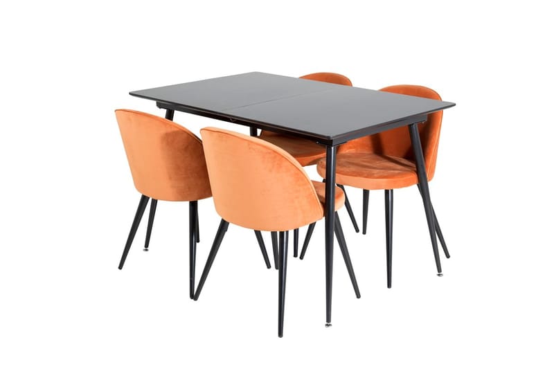 Rektangulær spisegruppe Venture Home Silar, Velvet - rusten orange - Møbler - Borde - Spisebordssæt