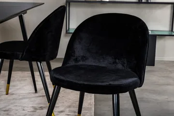 Rektangulær spisegruppe Venture Home Silar, Velvet - sort - Møbler - Borde - Spisebordssæt