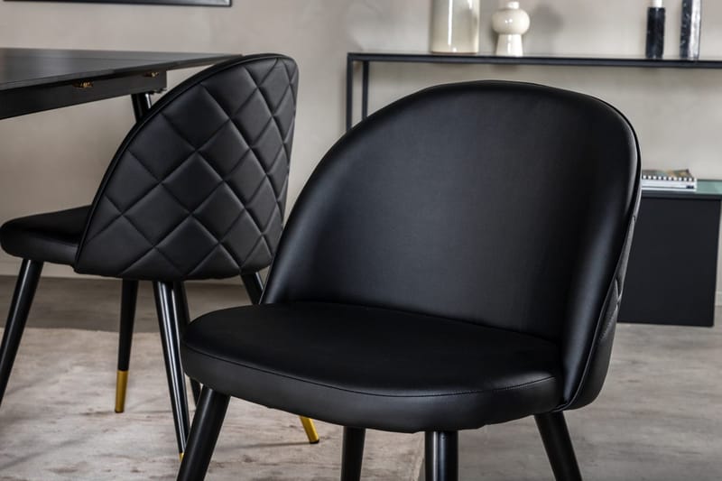 Rektangulær spisegruppe Venture Home Silar, Velvet - sort - Møbler - Borde - Spisebordssæt