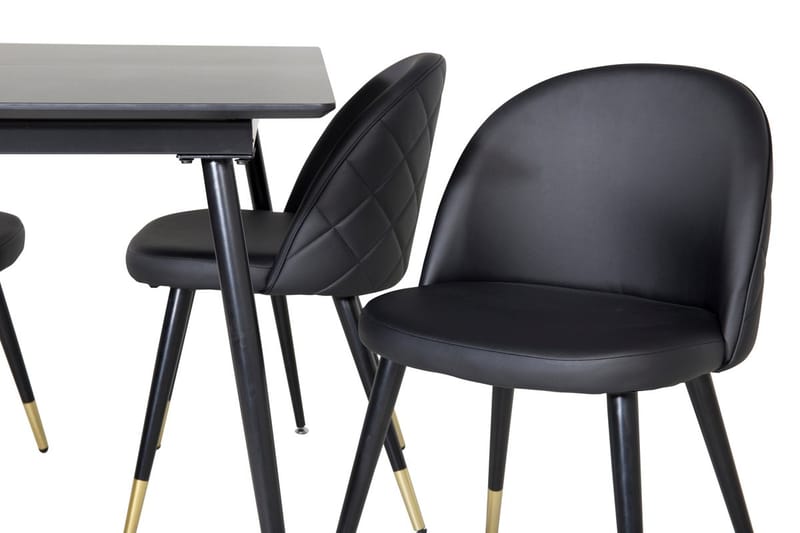 Rektangulær spisegruppe Venture Home Silar, Velvet - sort - Møbler - Borde - Spisebordssæt