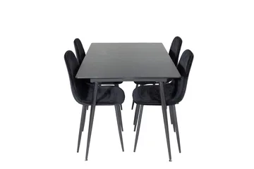 Rektangulær spisegruppe Venture Home Silar, Polar - sort - Møbler - Borde - Spisebordssæt