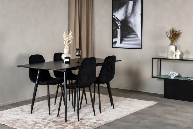 Rektangulær spisegruppe Venture Home Silar, Polar, sort