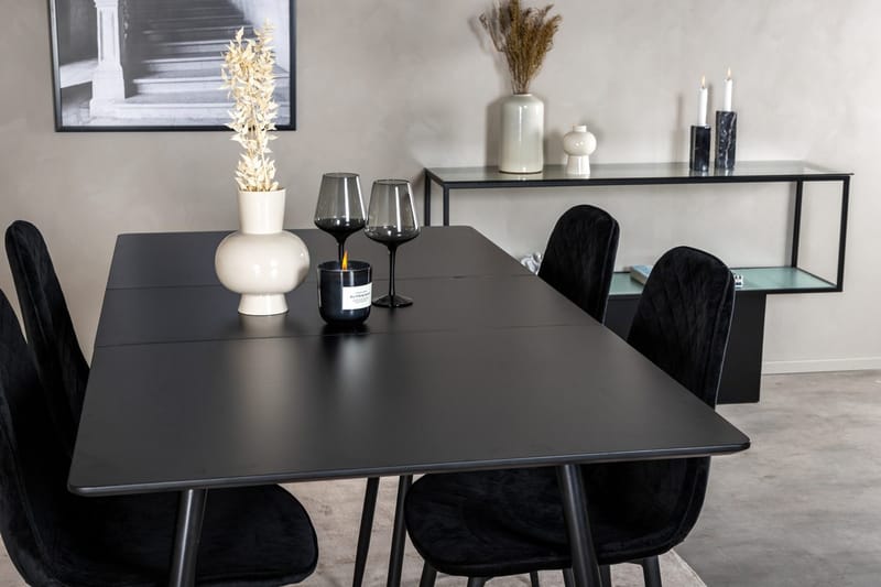 Rektangulær spisegruppe Venture Home Silar, Polar - sort - Møbler - Borde - Spisebordssæt