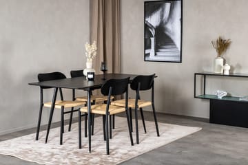 Rektangulær spisegruppe Venture Home Polly, Silar - sort/natur - Møbler - Borde - Spisebordssæt