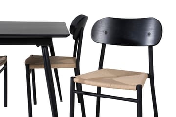 Rektangulær spisegruppe Venture Home Polly, Silar - sort/natur - Møbler - Borde - Spisebordssæt