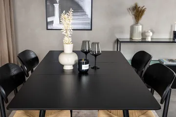 Rektangulær spisegruppe Venture Home Polly, Silar - sort/natur - Møbler - Borde - Spisebordssæt