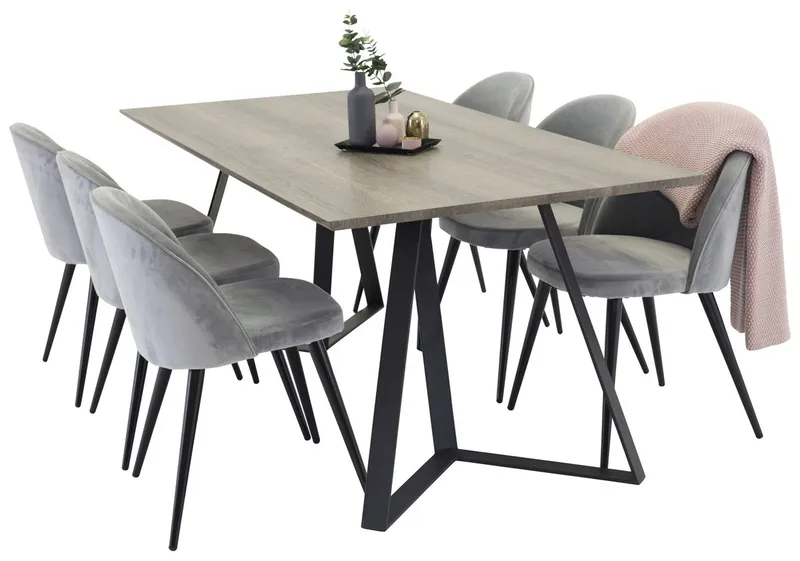 Rektangulært spisebordssæt Venture Home Marina, Velvet Natur - Møbler - Borde - Spisebordssæt