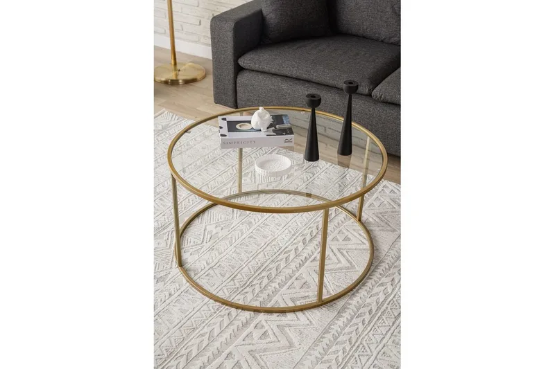 Retzow Sofabord 80 cm - Guld/Gennemsigtig - Møbler - Borde - Sofabord