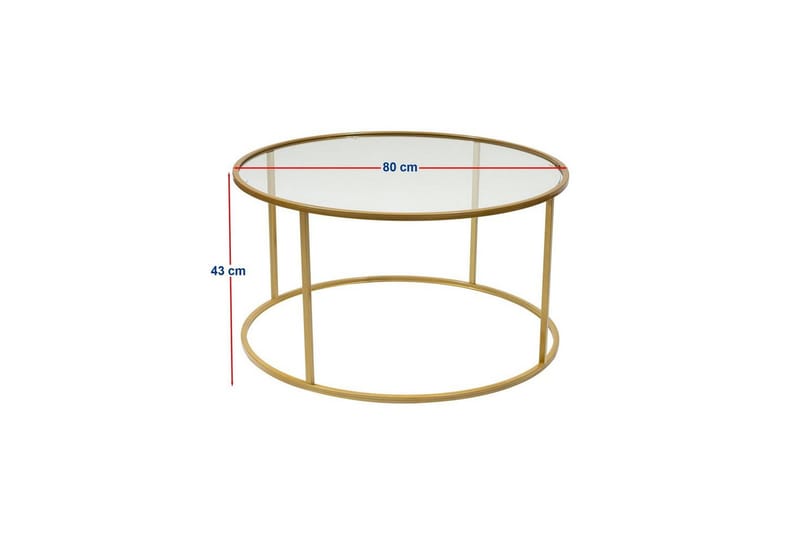 Retzow Sofabord 80 cm - Guld/Gennemsigtig - Møbler - Borde - Sofabord