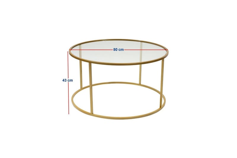 Retzow Sofabord 80 cm - Guld/Gennemsigtig - Møbler - Borde - Sofabord