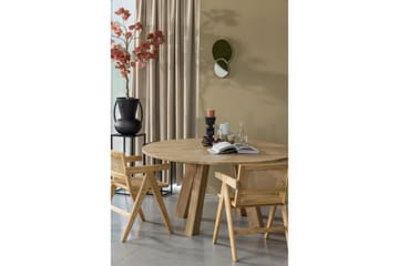 Rhonda Rundt Spisebord 150 cm med Egetræsplade - Beige - Møbler - Borde - Spisebord og køkkenbord
