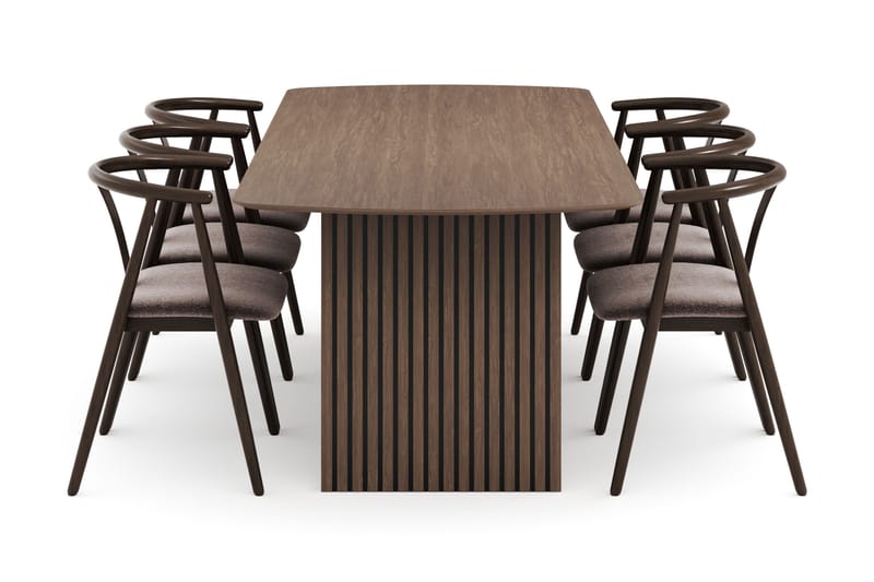 Richeto Oval Spisegruppe Røget Eg 240 cm med 6 Cytie Spisestole med armlæn - Røget eg - Møbler - Borde - Spisebordssæt