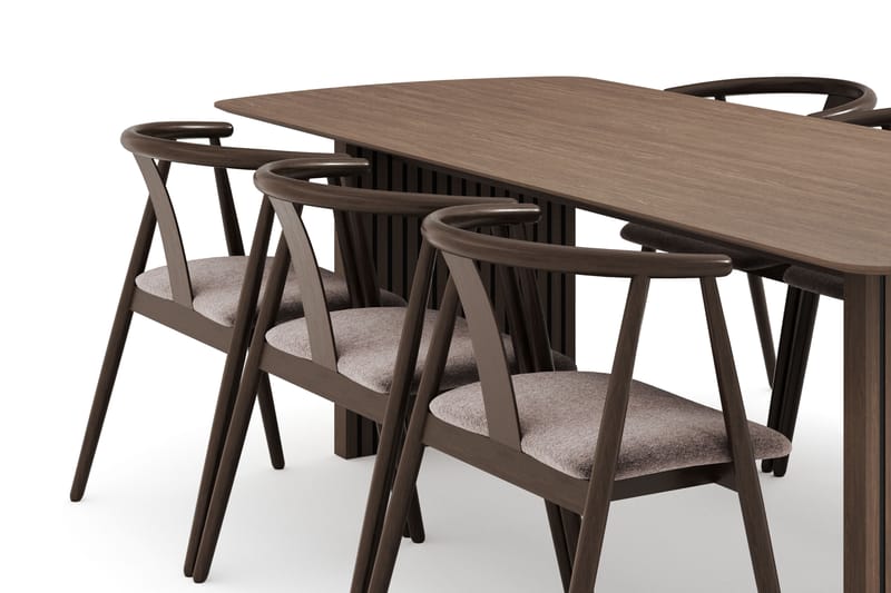 Richeto Oval Spisegruppe Røget Eg 240 cm med 6 Cytie Spisestole med armlæn - Røget eg - Møbler - Borde - Spisebordssæt
