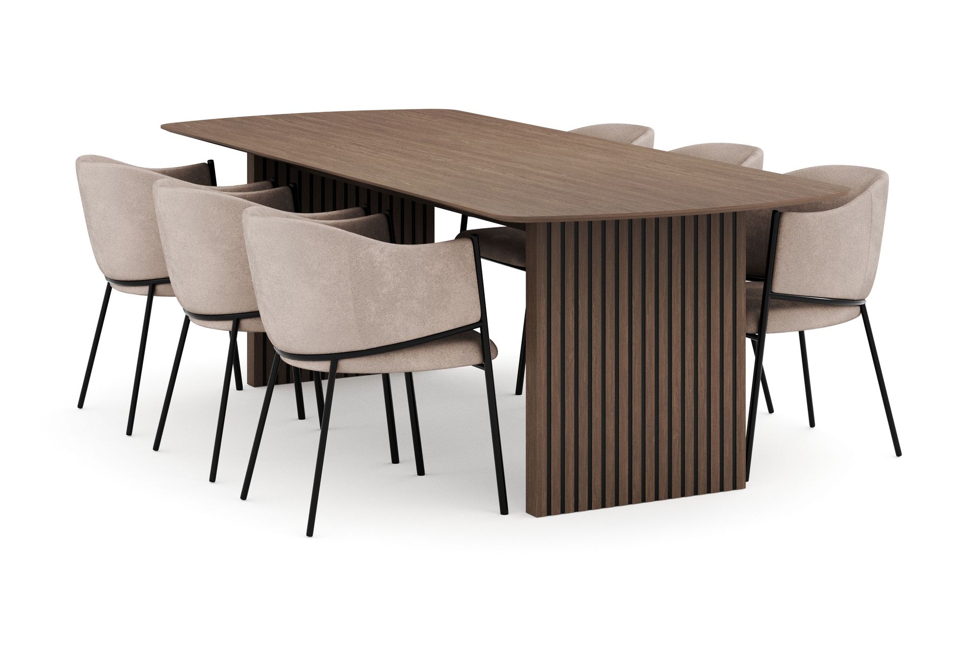 Richeto Oval Spisegruppe Røget Eg 240 cm med 6 Evelina Spisestole - Røget eg - Møbler - Borde - Spisebordssæt