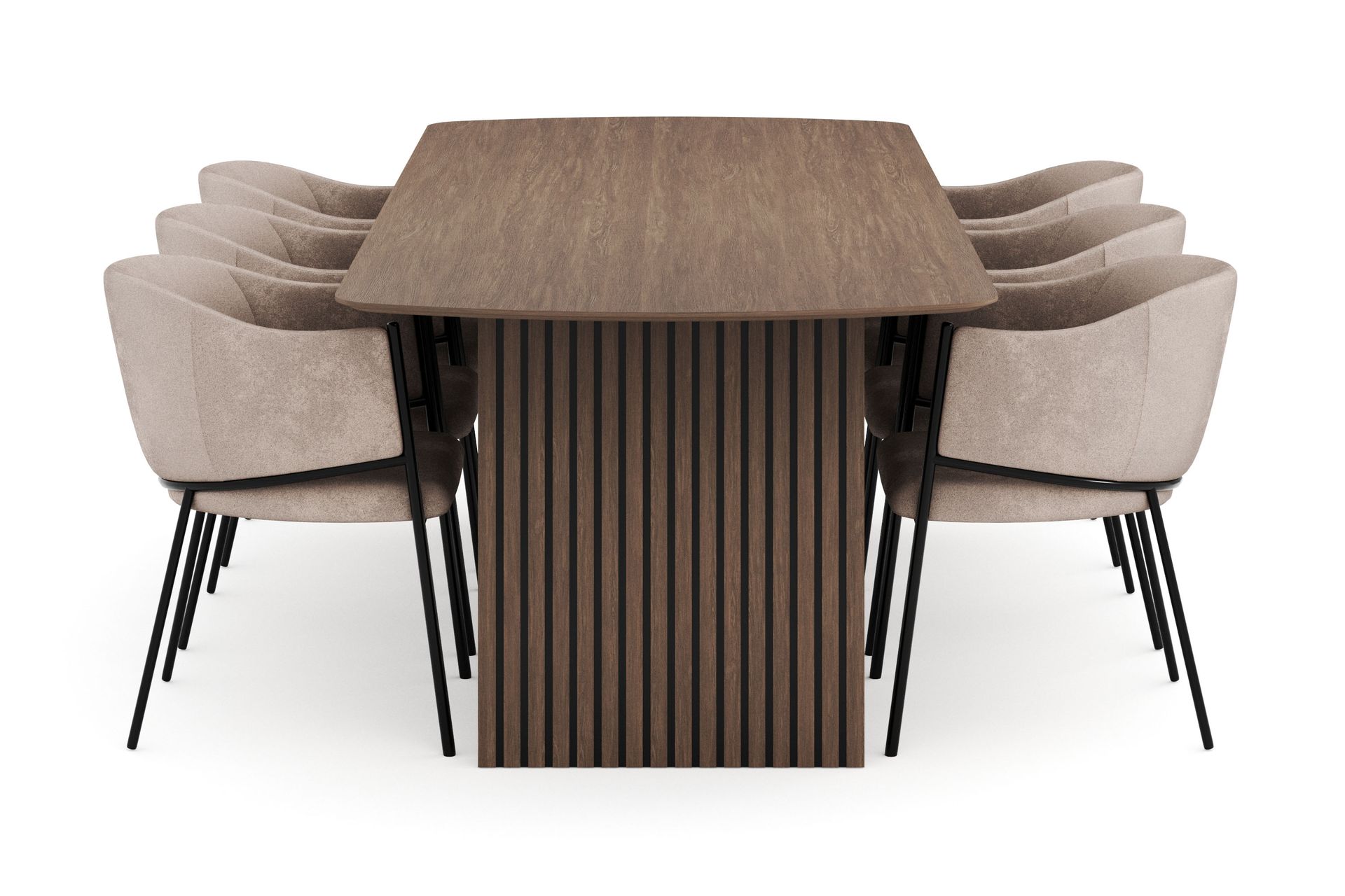 Richeto Oval Spisegruppe Røget Eg 240 cm med 6 Evelina Spisestole - Røget eg - Møbler - Borde - Spisebordssæt