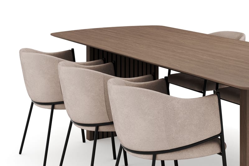 Richeto Oval Spisegruppe Røget Eg 240 cm med 6 Evelina Spisestole - Røget eg - Møbler - Borde - Spisebordssæt