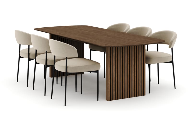 Richeto Ovalt Spisebord 240 cm med 6 Sawako Stole - Eg - Møbler - Borde - Spisebordssæt