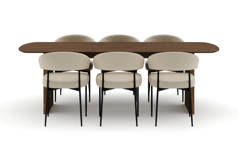 Richeto Ovalt Spisebord 240 cm med 6 Sawako Stole - Eg - Møbler - Borde - Spisebordssæt