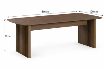 Richeto Rektangulær Spisebordsgruppe 180 cm – Spisebord med 6 Lucy Spisestole med Træ- og Røget Eg-udseende - Mørkebrun|Greige - Møbler - Borde - Spisebordssæt