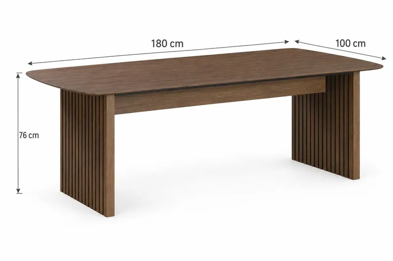 Richeto Rektangulær Spisebordsgruppe 180 cm – Spisebord med 6 Lucy Spisestole med Træ- og Røget Eg-udseende - Mørkebrun|Greige - Møbler - Borde - Spisebordssæt
