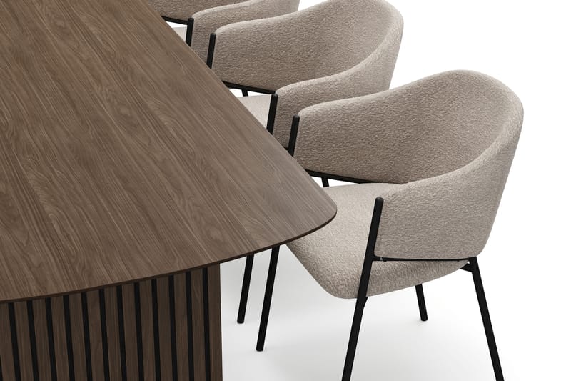 Richeto Spisebord 180 cm med 6 Filip Spisestole - Røget eg / Taupe Bouclé - Møbler - Borde - Spisebordssæt