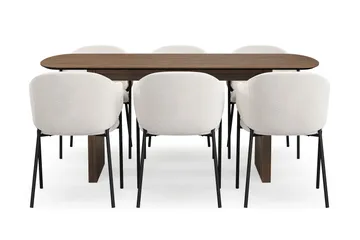 Richeto spisebord 180 cm med 6 Filip spisestole - Røget eg - Møbler - Borde - Spisebordssæt