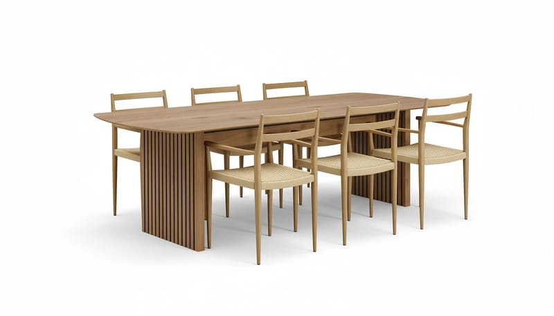 Richeto Spisebord 180 cm med 6 Jamna Armlænestole, Brun