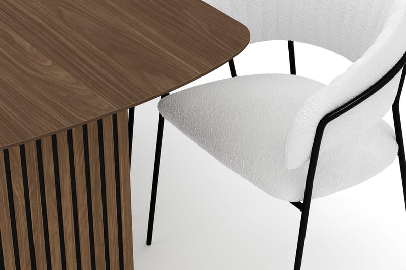 Richeto Spisebord 180 cm med 6 Karol Spisestole - Røget eg / Hvid Bouclé - Møbler - Borde - Spisebordssæt