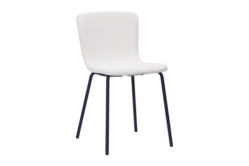 Richeto spisebord 180 cm med 6 Katy spisestole - Naturlig finish / Hvid bouclé / Metalben sort - Møbler - Borde - Spisebordssæt