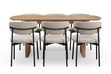 Richeto spisebord 180 cm med 6 Lucy spisestole - Eg - Møbler - Borde - Spisebordssæt