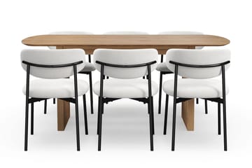 Richeto spisebord 180 cm med 6 Lucy spisestole - Eg - Møbler - Borde - Spisebordssæt