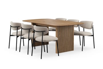 Richeto spisebord 180 cm med 6 Lucy spisestole - Eg - Møbler - Borde - Spisebordssæt