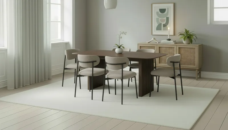 Richeto Spisebord 180 cm med 6 Lucy Spisestole - Røget eg / Greige Bouclé - Møbler - Borde - Spisebordssæt