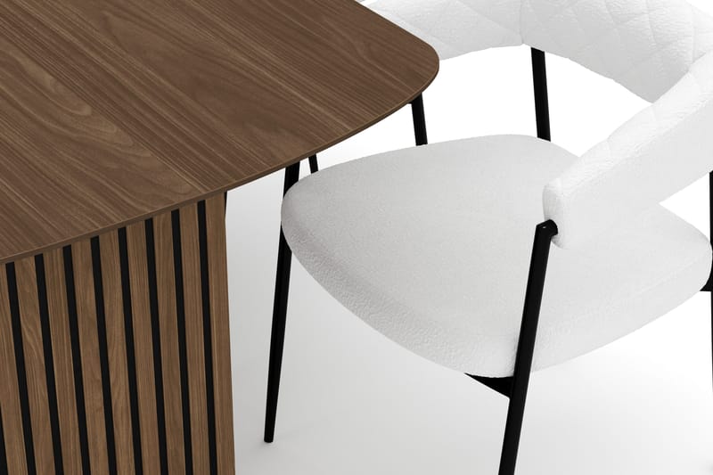 Richeto Spisebord 180 cm med 6 Velma Spisestole - Røget eg / Hvid Bouclé - Møbler - Borde - Spisebordssæt