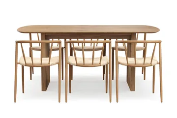 Richeto spisebord 180 cm med 6 Winston spisebordsstole - Eg - Møbler - Borde - Spisebordssæt