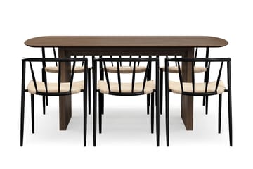 Richeto spisebord 180 cm med 6 Winston spisestole - Røget eg - Møbler - Borde - Spisebordssæt
