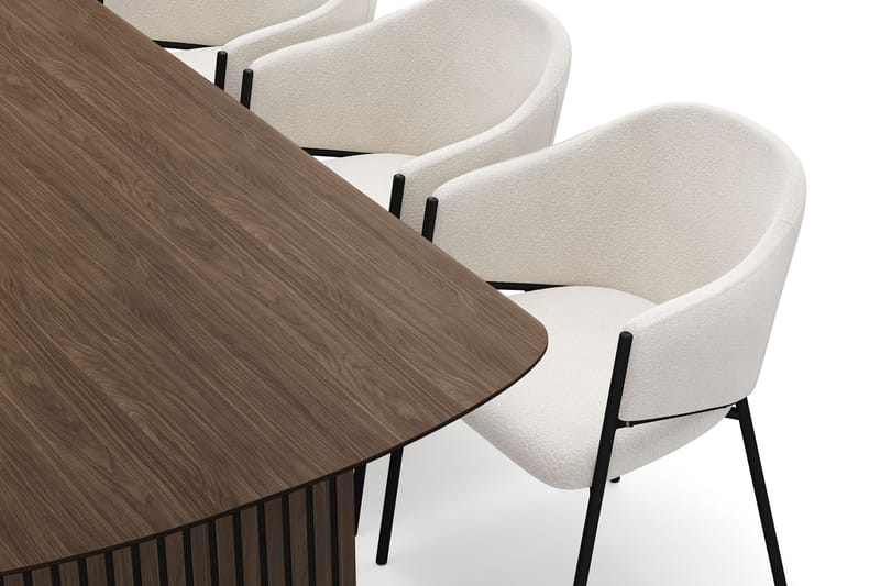 Richeto Spisebord 210 cm med 6 Filip Spisestole - Røget eg / Hvid Bouclé - Møbler - Borde - Spisebordssæt